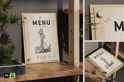 Wooden Menu Board on Screws Mockup Product Image 1