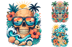 Tropical Skull Summer Sublimation PNG Bundle Product Image 1