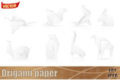 set icons origami paper animals vector illustration Product Image 1