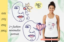 Abstract Female Face Flower Line Art, SVG, PNG, EPS Product Image 1