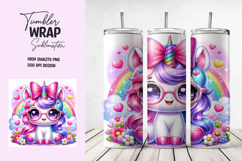 Pink Bow Unicorn Glasses Tumbler Wrap Product Image 1