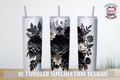 3d Flower Sublimation bundle Tumbler Wrap 20 oz Black JPEG Product Image 2
