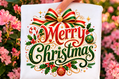 Merry Christmas Bow PNG Product Image 1