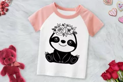 Cute Baby Sloth with Flower Svg, Sloth Svg, Flower Animal Product Image 2
