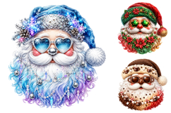 Trendy Christmas Santa Faces PNG Clipart Bundle Product Image 1