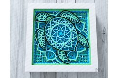 3D Turtle SVG, Layered Turtle Mandala, Shadowbox Turtle -A12 Product Image 2