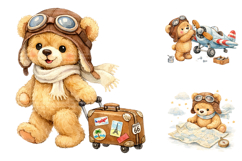 Cute Teddy Bear Aviator Clipart Bundle Product Image 1