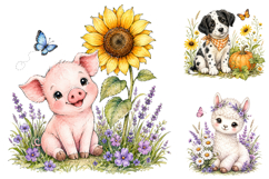 Watercolor Farm Animal Clipart Bundle Product Image 1