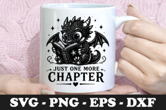 Just One More Chapter Cute Baby Dragon Reading SVG Design Product Image 1