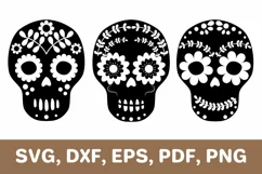 Sugar skull svg, floral skull, day of the dead, Cricut Product Image 1