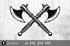 Crossed medieval axe isolated on white background. Product Image 1