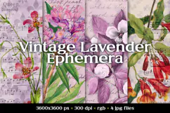 Vintage Purple Floral Ephemera Digital Scrapbook Papers Product Image 1
