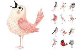 Whimsical Boho Bird Clipart Bundle Product Image 1