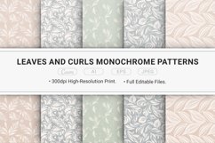 Leaves and Curls Monochrome Seamless Pattern Product Image 1
