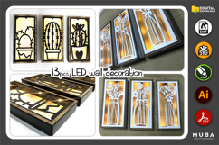 3D Led Wall Decor SVG, Wall Night Light DXF, Glowforge Laser Product Image 1