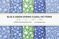 Blue &amp; Green Spring Floral Seamless Patterns Product Image 1