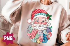 Patchwork Santa Claus PNG, Santa Face Christmas Product Image 2