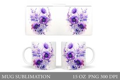 Flowers Mug Wrap Design. Flowers Watercolor Mug Wrap Product Image 1