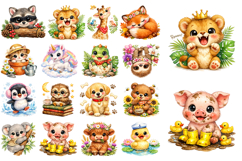 Kawaii Baby Animal Clipart Bundle Product Image 1