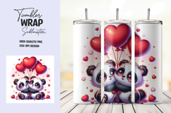 Cute Panda Couple Valentine Tumbler Wrap PNG Product Image 1