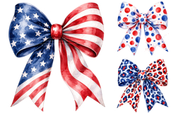 Patriotic Bow Sublimation Clipart Bundle Product Image 1