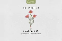 Birth Month October Flower Watercolor Clipart Sublimation Product Image 1