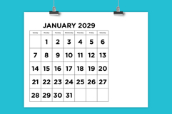 2029 Large Number Bold 8.5 x 11 Inch Calendar Template Product Image 1