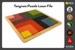 Tangram Laser Cut Kids Puzzle, Jigsaw Puzzle Svg, Laser Cut Product Image 1