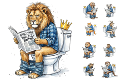 Grumpy Animal Toilet Clipart Sublimation Product Image 1