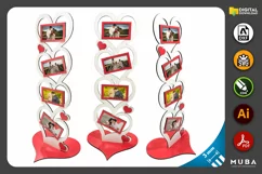 Foot Supported Wooden Heart Photo Frame, Laser Cut File Product Image 1