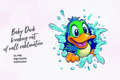 Cute duck breaking out of wall clipart sublimation Product Image 1