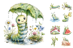 Whimsical Caterpillar Clipart Bundle, Nursery Sublimation Product Image 2