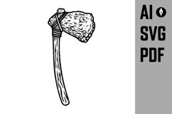 Illustration of Caveman stone ax in engraving style. Design Product Image 1
