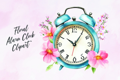 Floral alarm clock clipart sublimation Product Image 1