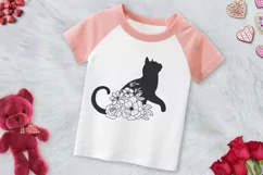 Cat with Flower Svg Cat Svg Floral Cat Silhouette Product Image 3