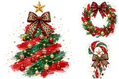Watercolor Brushstroke Christmas Sublimation Clipart Product Image 2