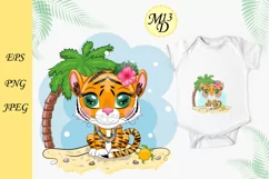 Cute cartoon tiger with beautiful eyes, Year of Tiger 2022 Product Image 1