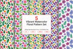 Vibrant Watercolor Floral Pattern Set Product Image 1