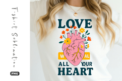 Love With All Your Heart Retro Floral T-Shirt Sublimation Product Image 1