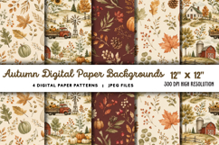 Autumn Digital Paper Backgrounds JPG Product Image 1