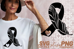 4x Cancer Awareness Ribbon Heart Feather Quotes SVG Cut File Product Image 2