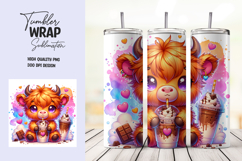 Kawaii Chocolate Milkshake Cow Tumbler Wrap PNG Product Image 1