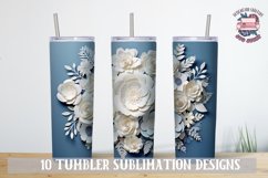 3d Flower Sublimation bundle Tumbler Wrap 20 oz White Colors Product Image 2