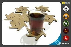 Puzzle Wooden Coasters, Wooden Jigsaw Puzzle, Laser Cut File Product Image 1
