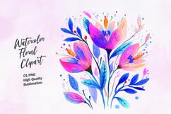 Abstract watercolor flower clipart sublimation Product Image 1