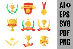 Set of winner, champion labels and badges. vector design Product Image 1