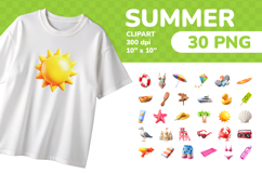 Summer PNG Clipart Set 30 Items for Sublimation and Print Product Image 1