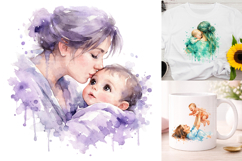 Watercolor Mother and Baby Clipart PNG Bundle Product Image 1