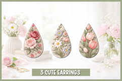 10 Tea Drop Glitter Colourful Earrings Sublimation I PNG Product Image 3