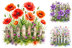 Watercolor Garden Fence Clipart Bundle Product Image 2